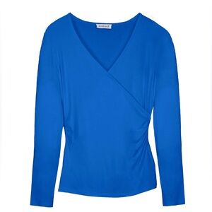 Kettlewell Bright Blue Long Sleeve Faux Wrap Shirt Size 12